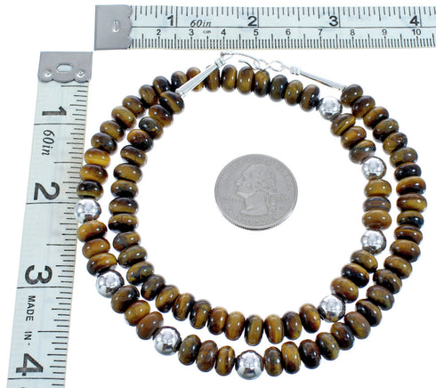 Tiger Eye Southwestern Authentic Sterling Silver Bead Necklace BX120743